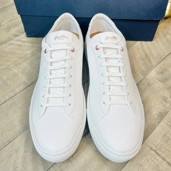 Good Man Brand Edge Men's White Leather Low Italian Sneaker Size 13 - Picture 5 of 7
